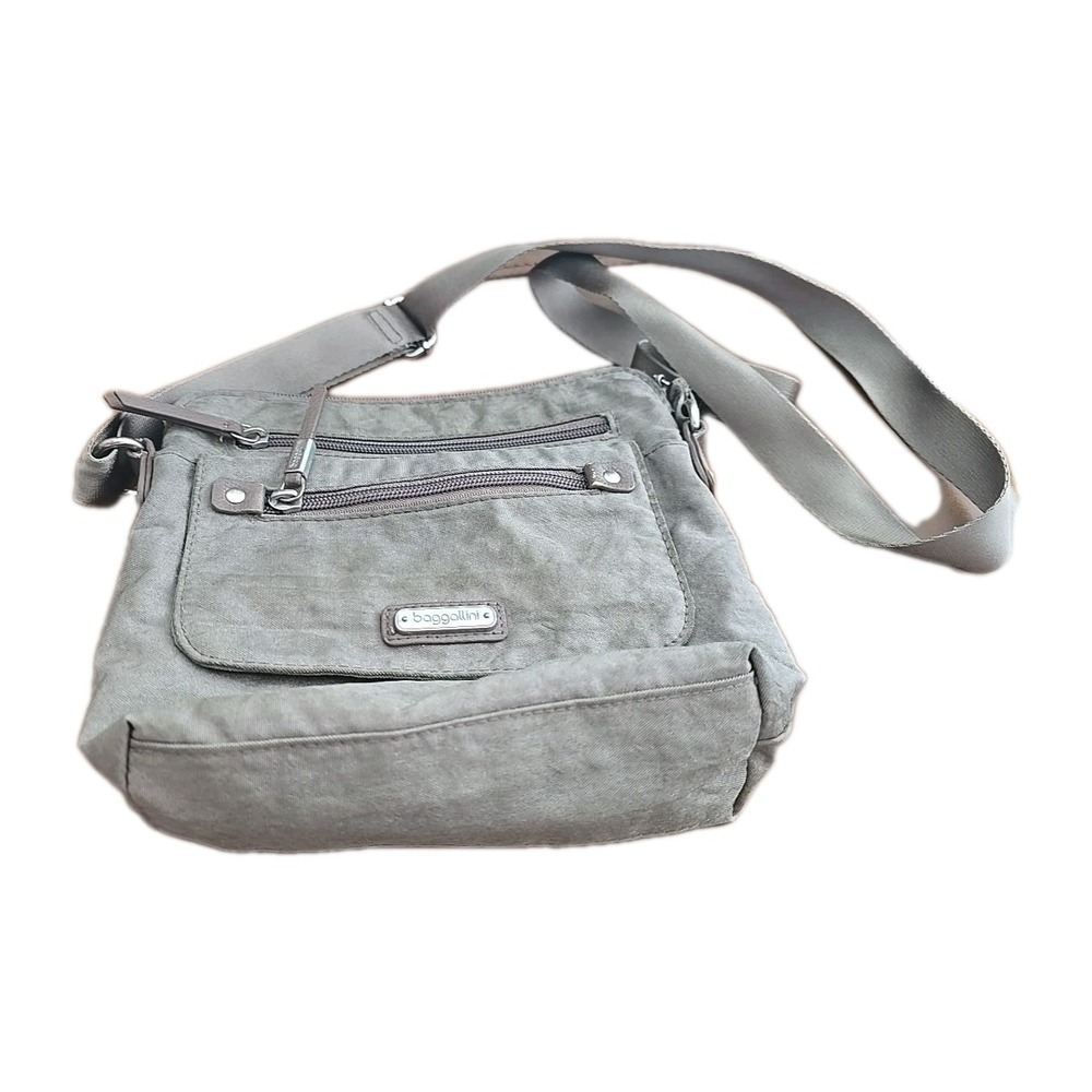 Baggallini Let's Escape Tan Pockets Adjustable Strap Sling Crossbody Bag Purse